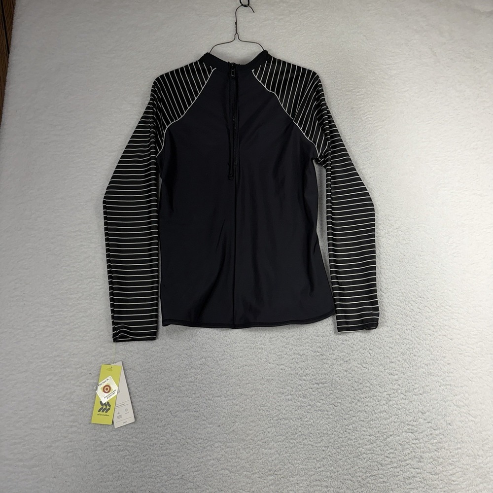 All In Motion Woman’s Size XL Black Athletic Jacket Swim Sleeves NWT Stripes